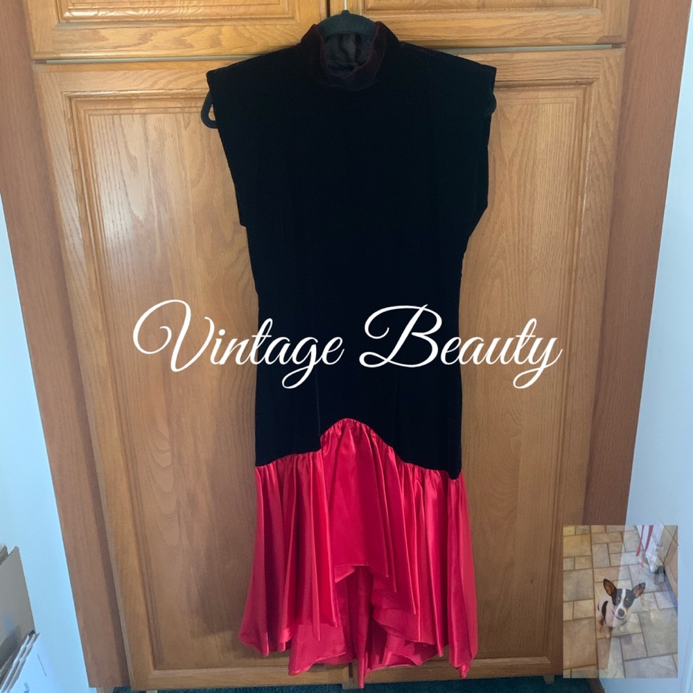 Vintage velvet and satin cocktail dress size 10
